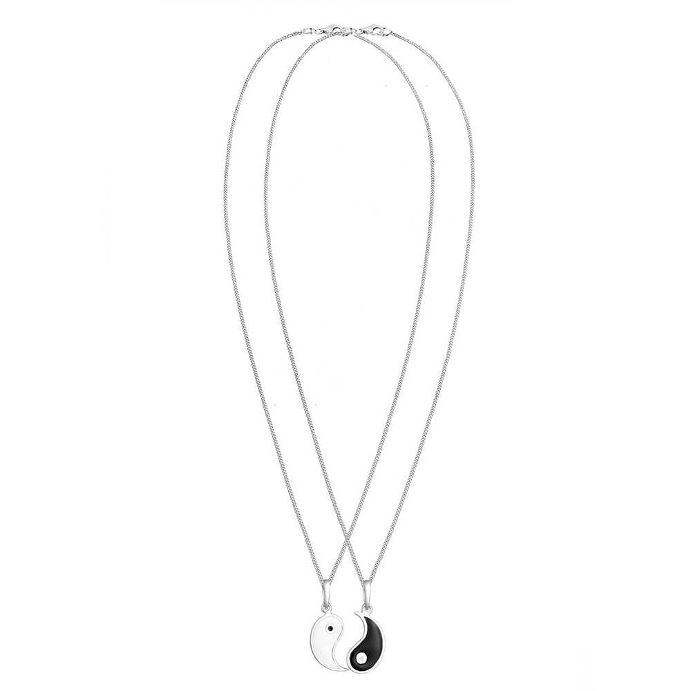 Elli Elli Collier Femmes Yin et Yang Pendentif Partenaire Spirituel Lien avec Émail en collier
