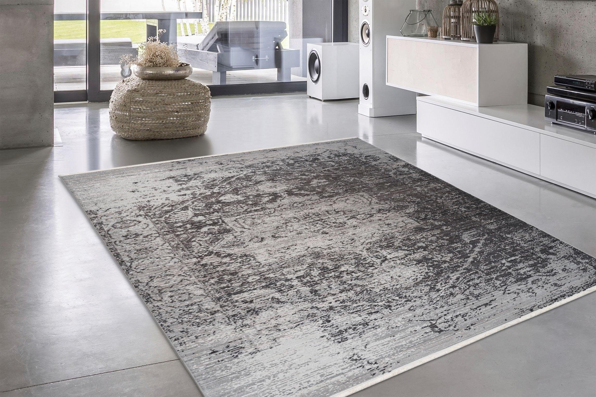 Teppich Bruno, Home affaire, rechteckig, Höhe: 5 mm, Vintage Design, mit Fransen, Wohnzimmer