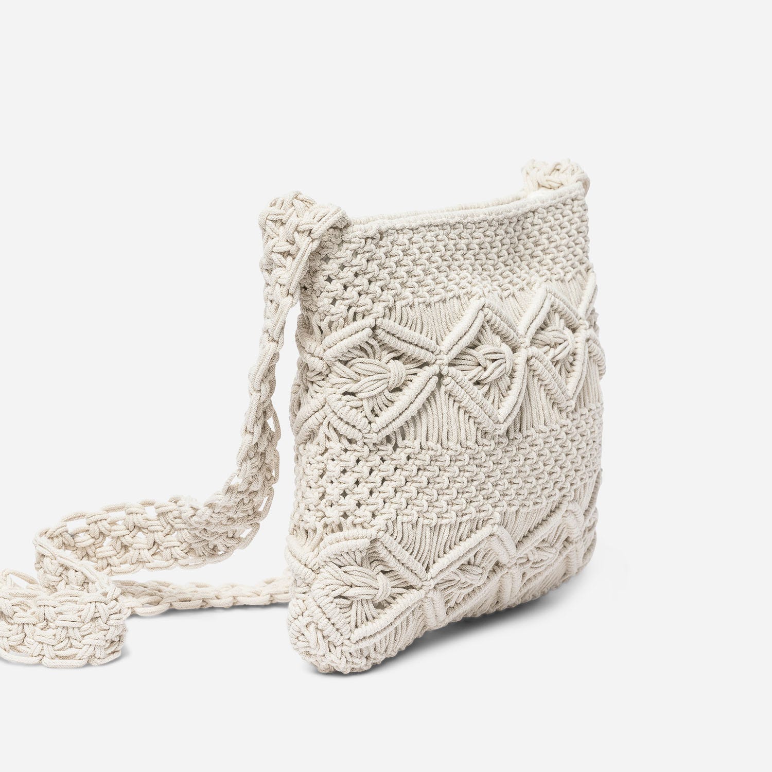 Sac bandoulière TEXTO beige en macramé