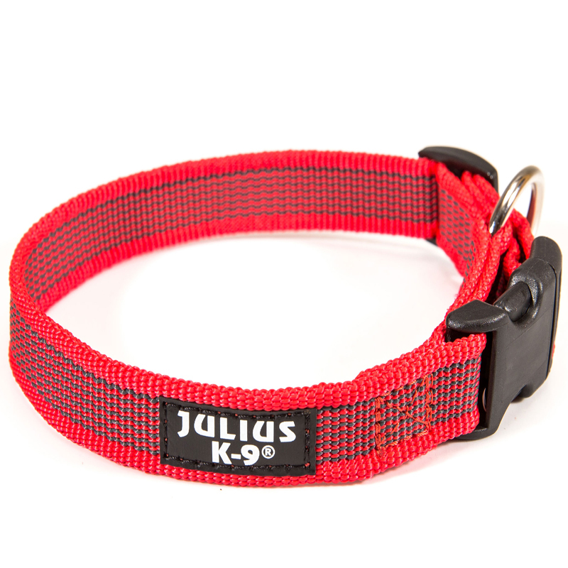 JULIUS-K9 Hundehalsbänder JULIUS-K9 Julius K9 Halsband 25mm x 39-65cm rot/ grau