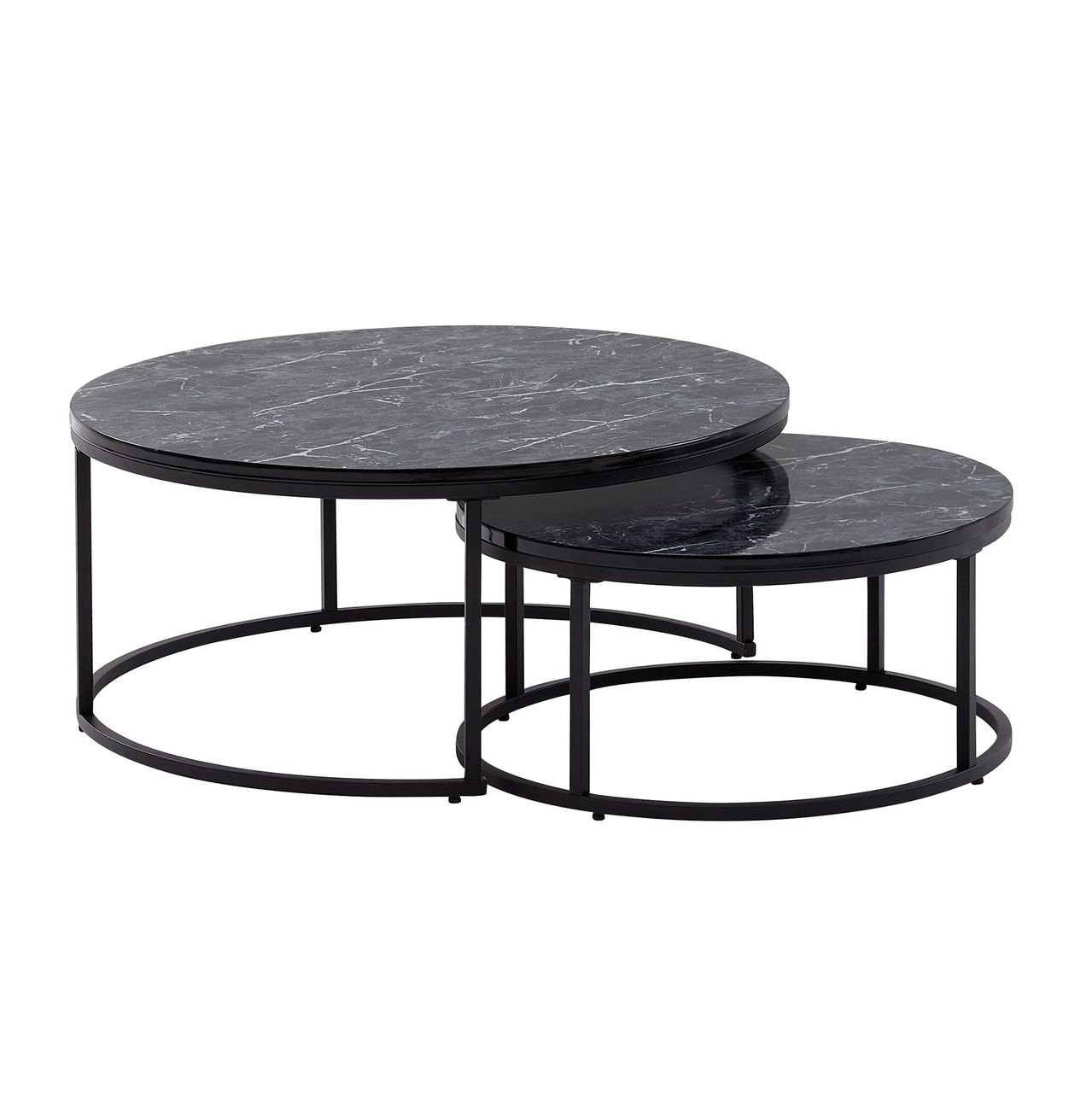 Wohnling Couchtisch 2er Set Schwarz Marmor Optik