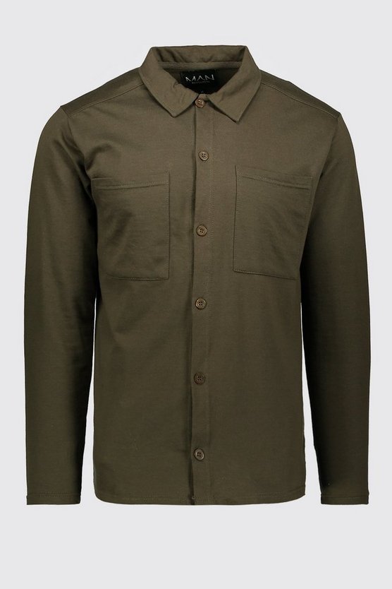 Utility-Overshirt aus Jersey mit Knopfleiste