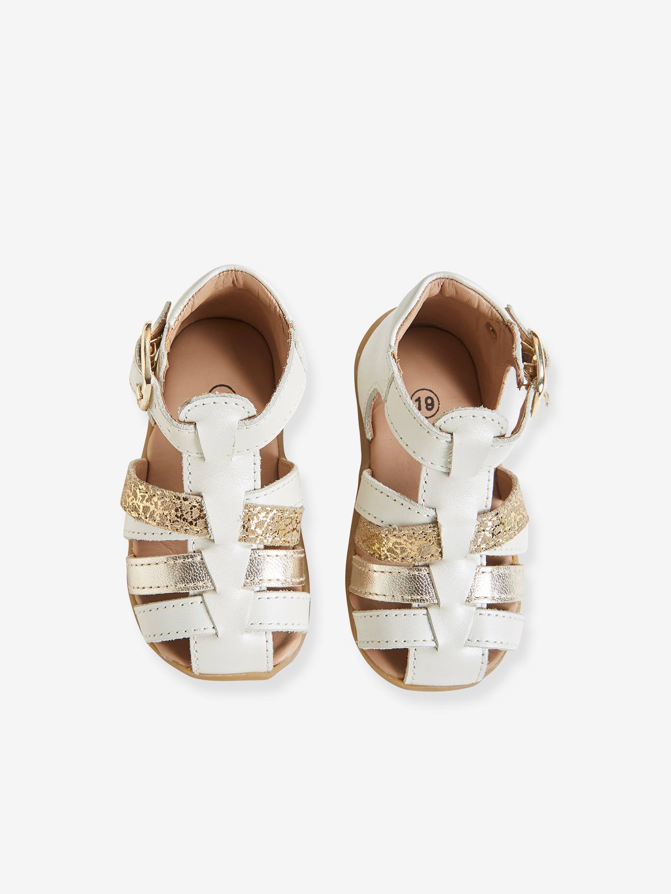 Sandales cuir bébé premiers pas bleu pâle