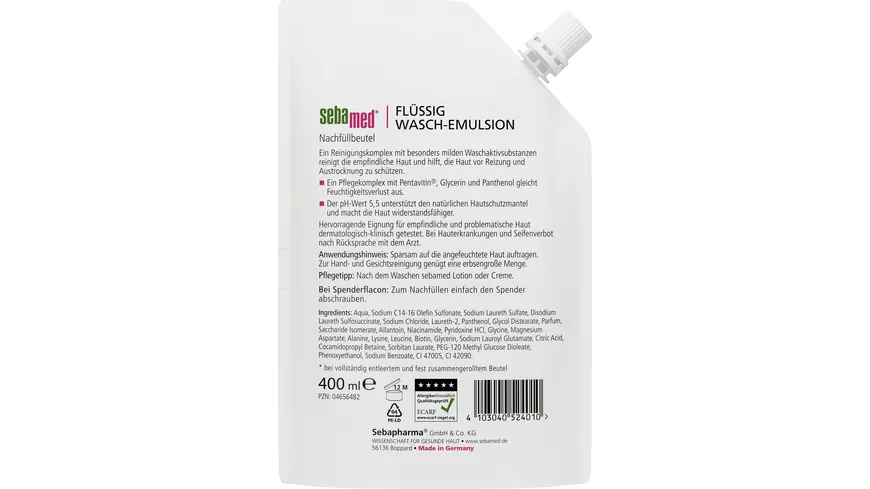 Sebamed Flüssig Wasch-Emulsion Nachfüllbeutel 400 ml