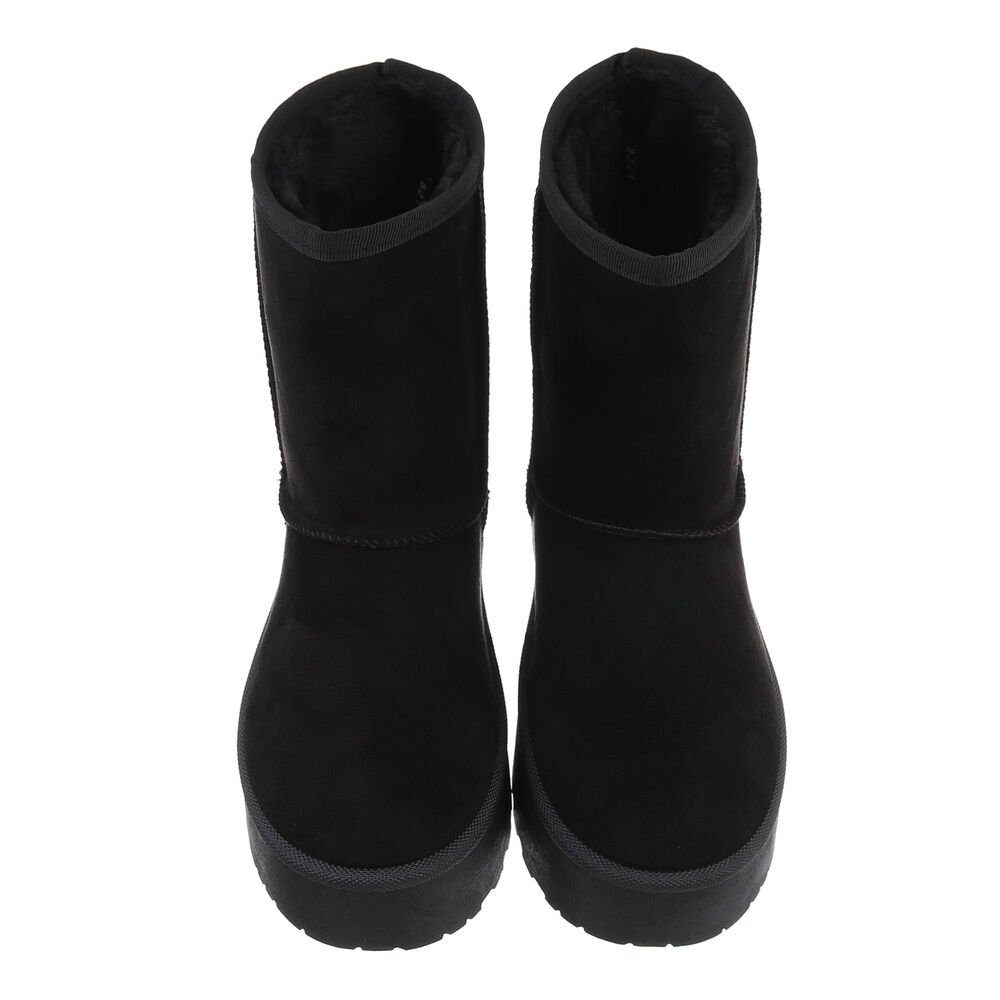 Ital-Design Damen Snowboots Freizeit Snowboots Flach Plateaustiefeletten in Schwarz