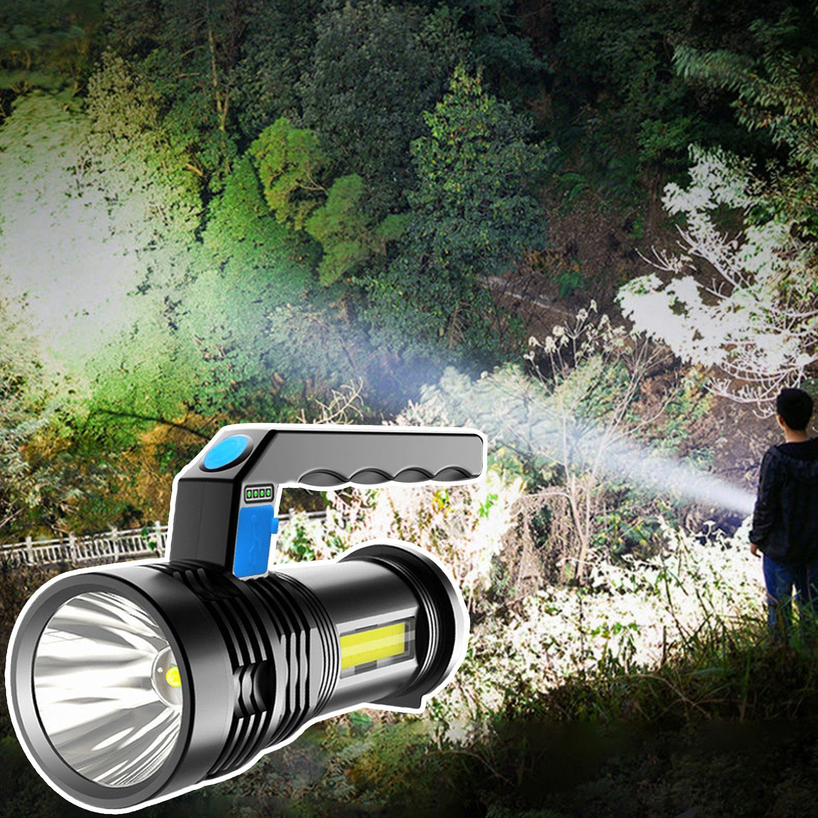 farfi LED Taschenlampe LED Taschenlampe IPX-6 Wasserdichte, Außenbereich Camping Taschenlampe (1-st), Starkes Licht, schwaches Licht, SOS, Flutlicht