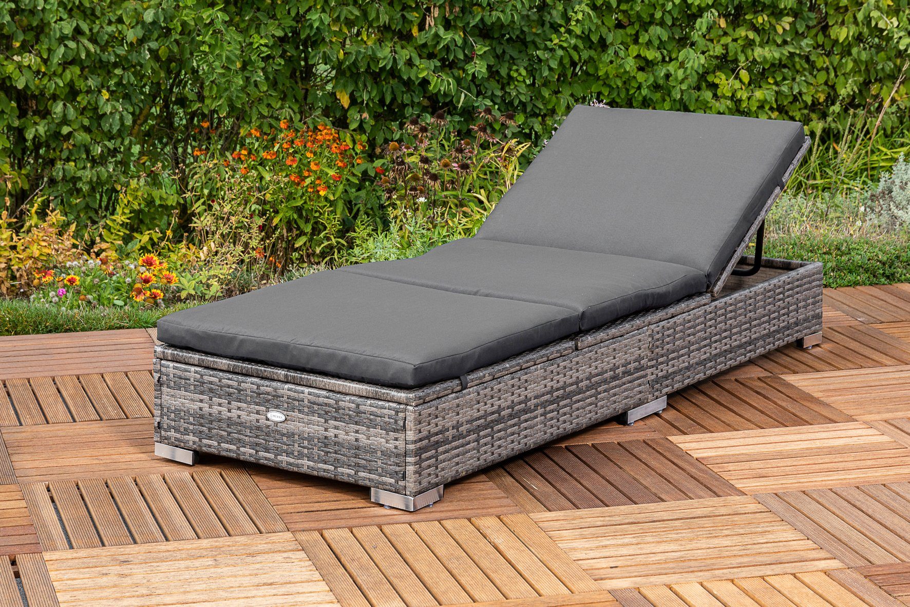 MERXX Gartenliege, Polyrattan, verstellbar, inkl. Auflage