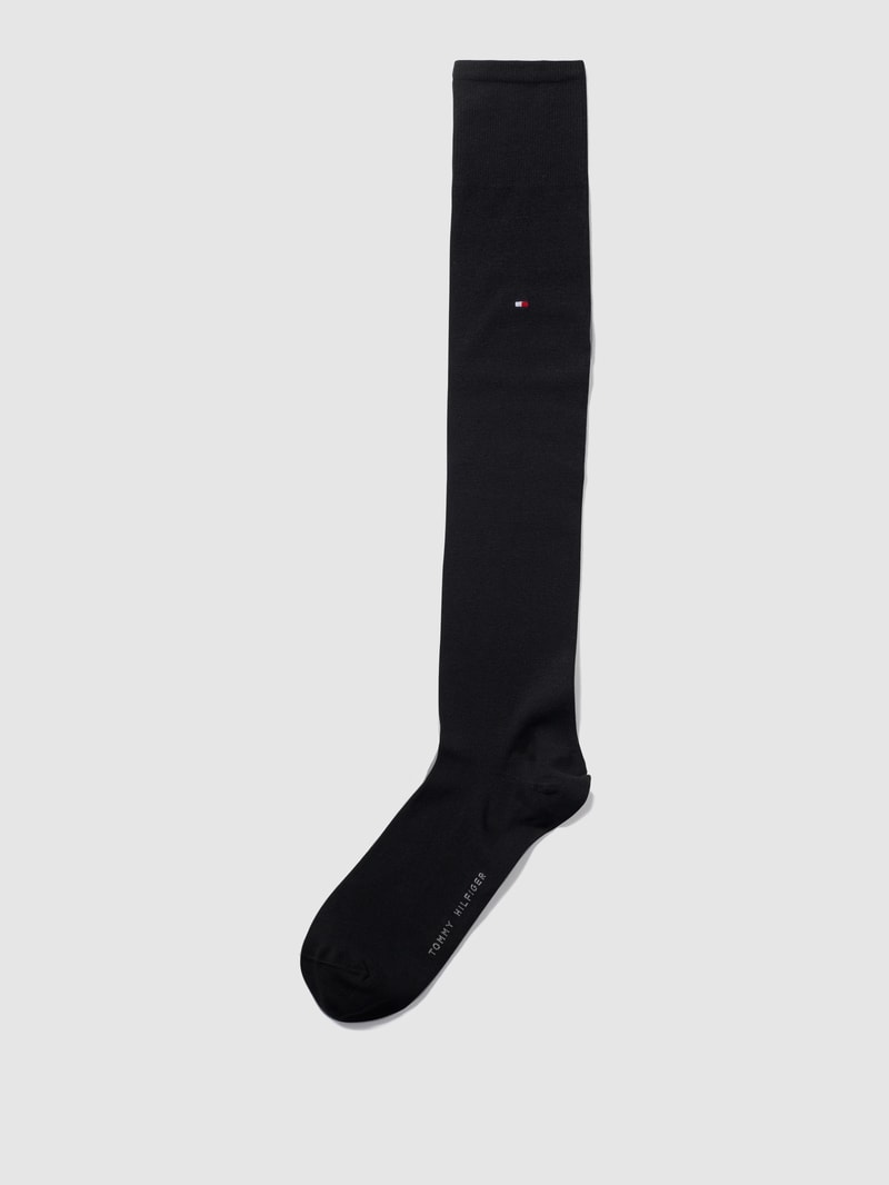 Kniestrümpfe aus Baumwoll-Elasthan-Mix mit Logo-Motiv in schwarz