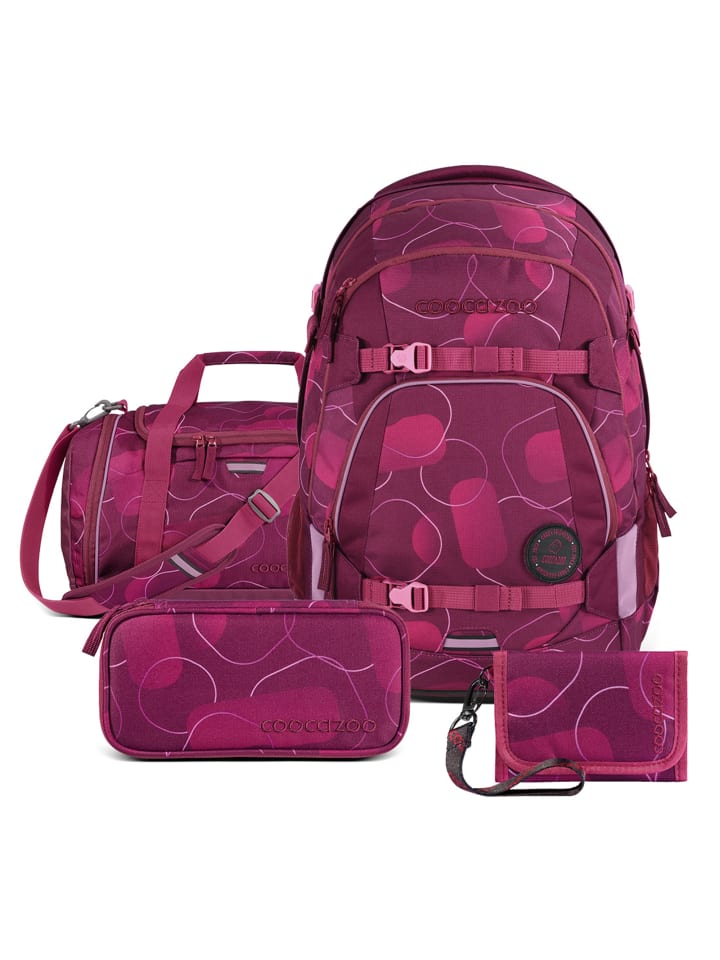 Coocazoo Schulrucksack-Set „Berry Bubbles“, 4-teilig in Beere günstig kaufen onesize
