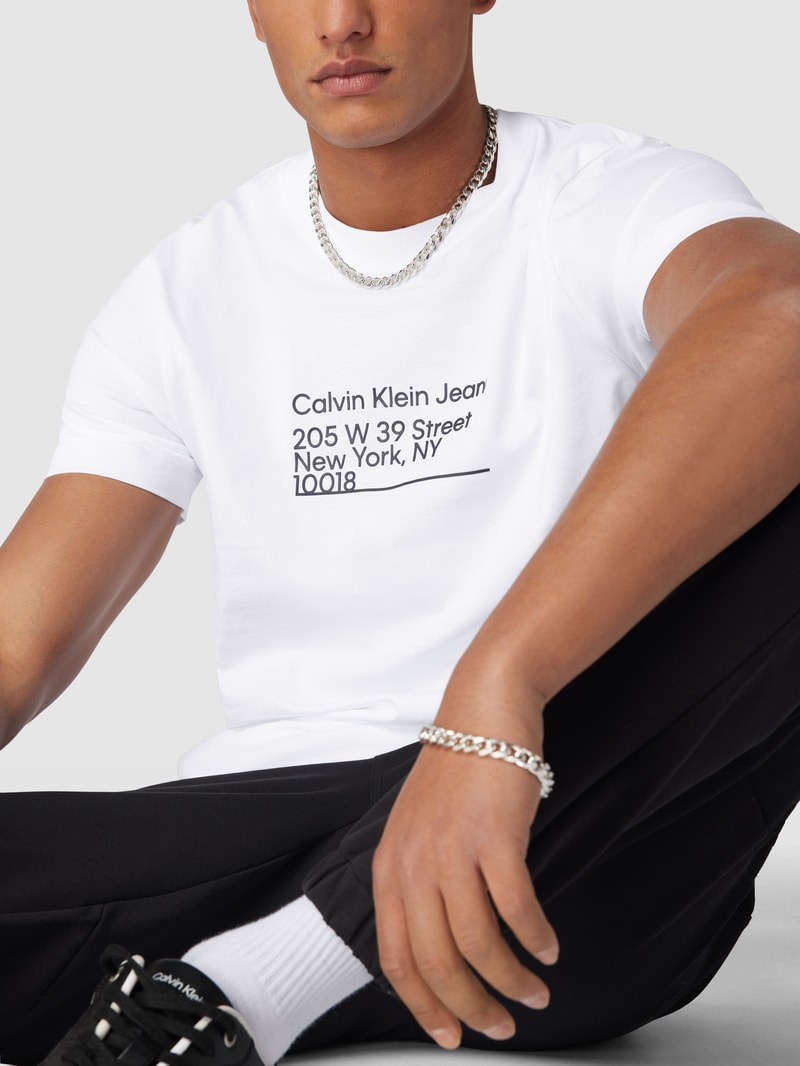 T-Shirt aus Baumwolle Modell 'ADDRESS' in weiss