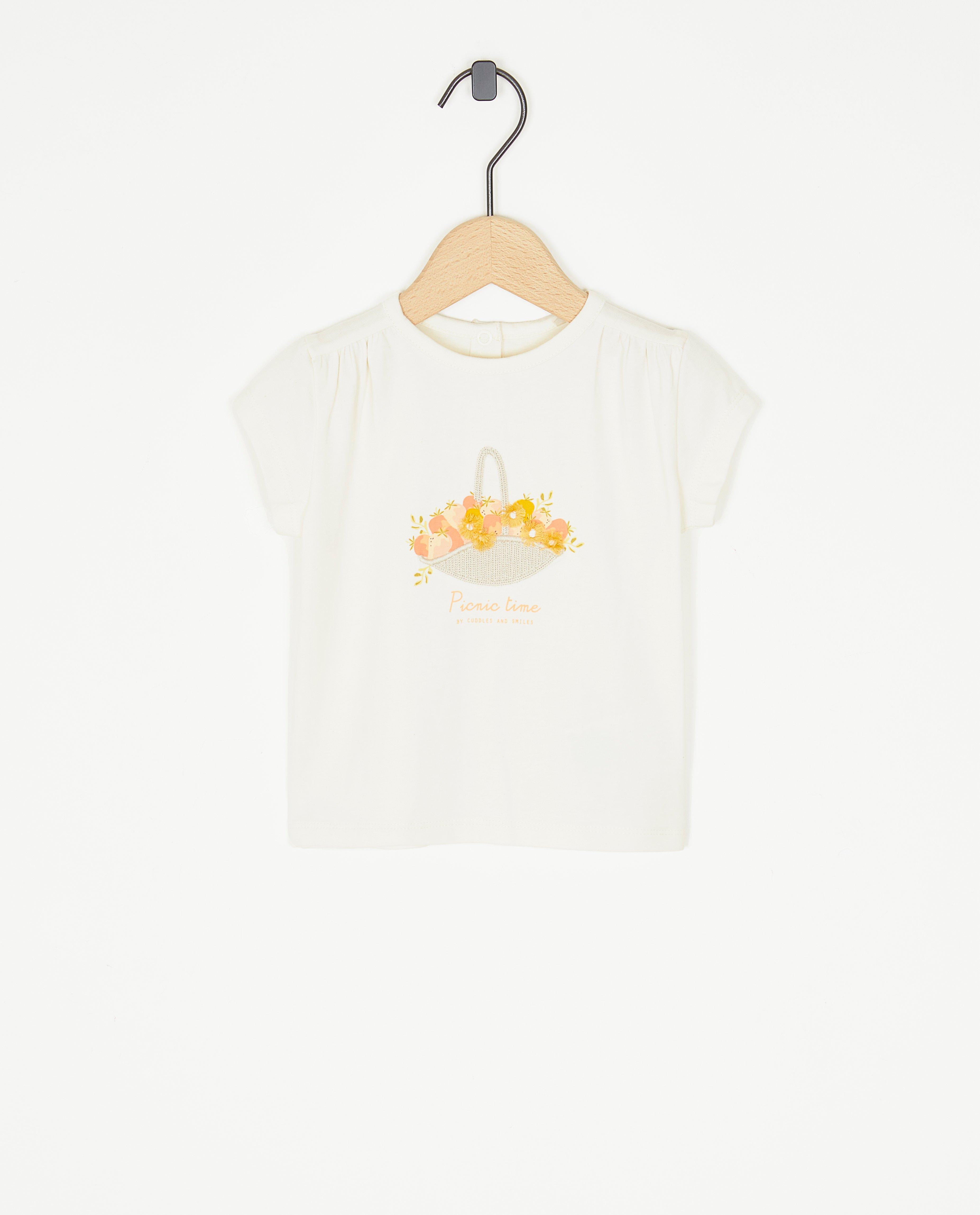 Tricou Cuddles and Smiles cu imprimeu alb