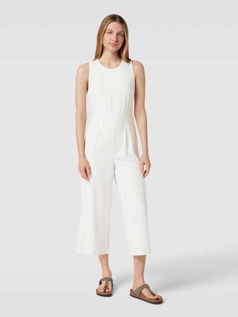 Jumpsuit aus Viskose-Leinen-Mix mit Kellerfalten Modell 'MILO' in weiß