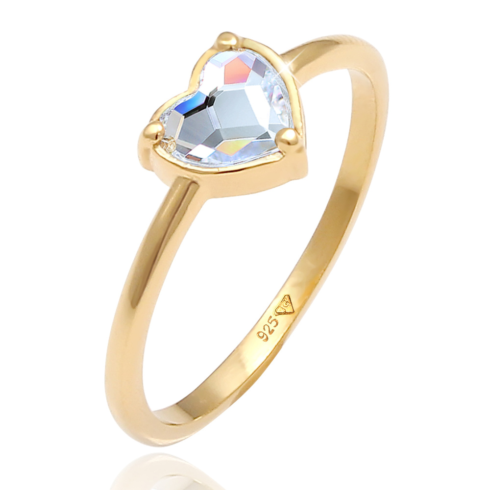 Elli Elli Bague Coeur de dame avec cristal en 925/1000 argent massif Bague