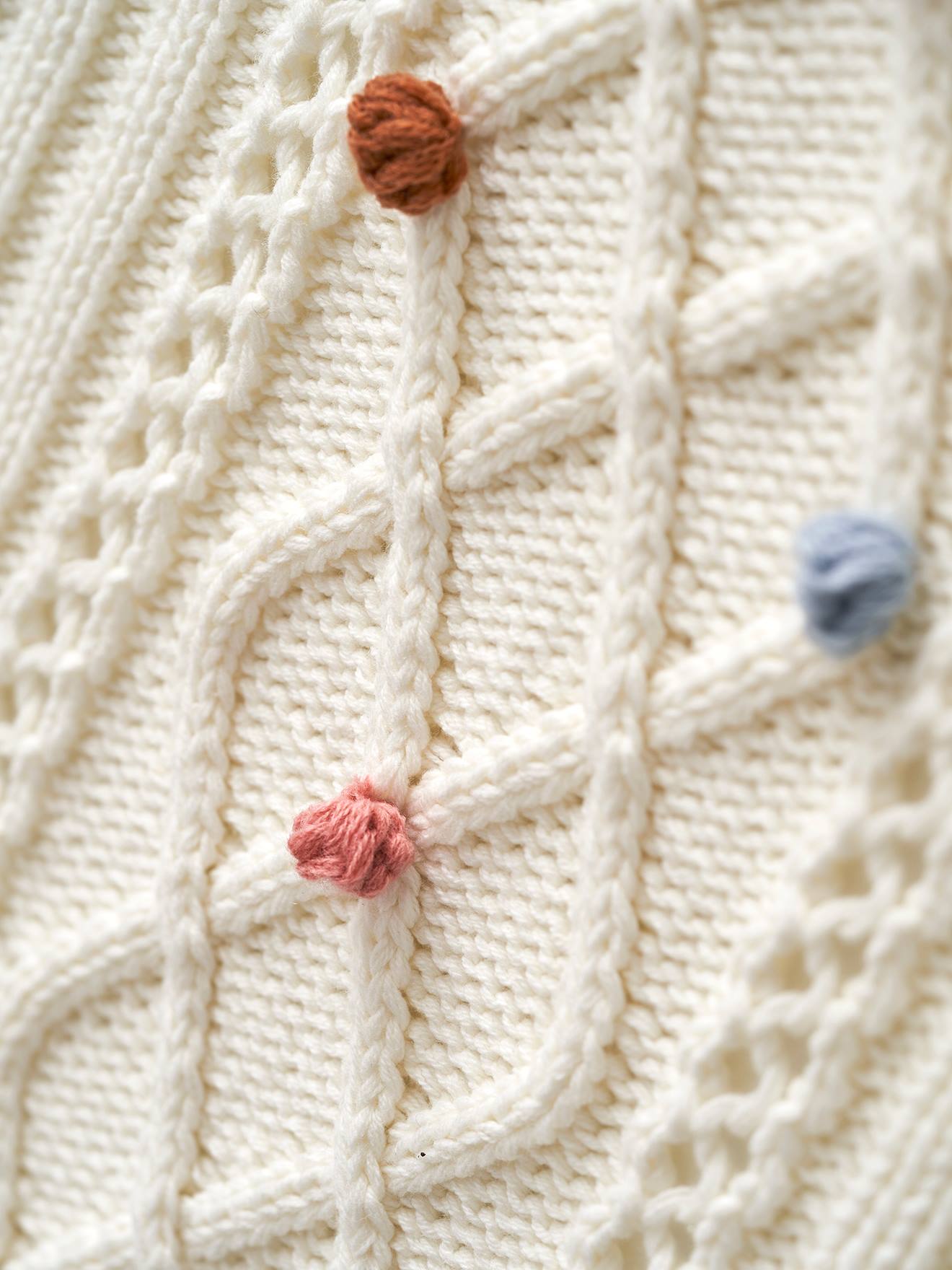 Couverture tricot HAPPY BOHÈME écru