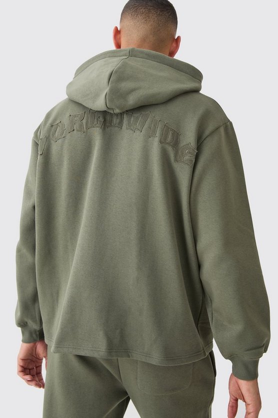 Oversize Hoodie mit Reißverschluss und Applikation