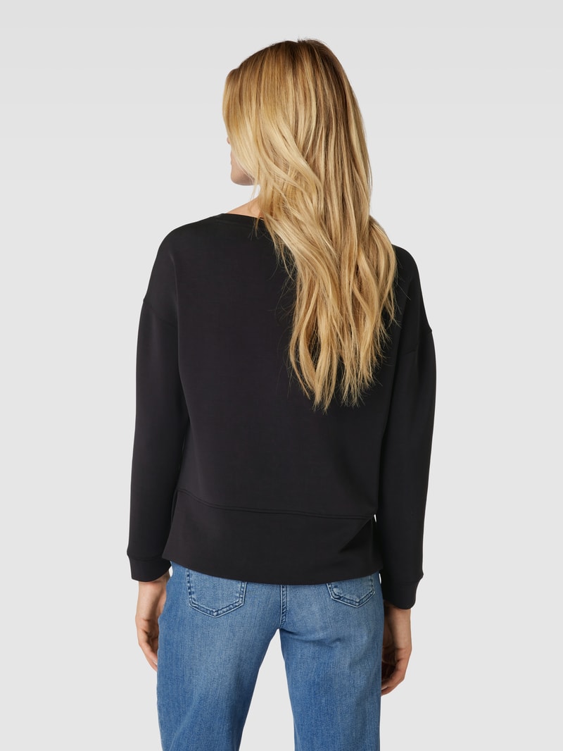 Sweatshirt mit Label-Applikation in schwarz