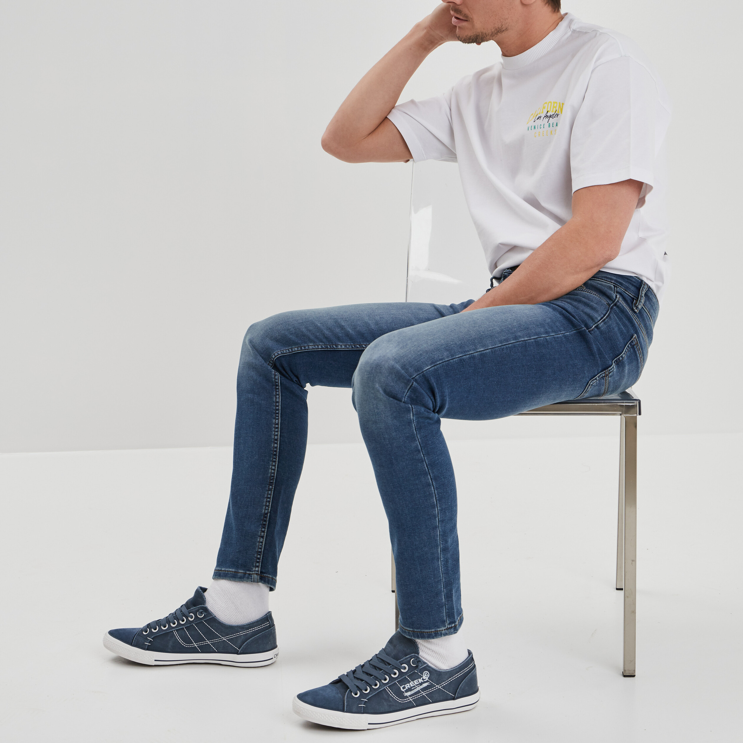 Tennis en toile à lacets Creeks bleu homme | La Halle
