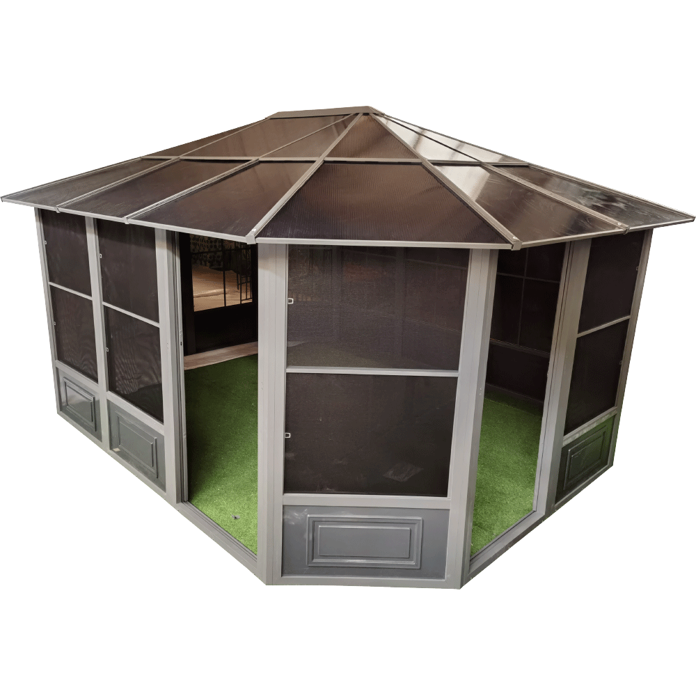 HC Garten & Freizeit Aluminium Wintergarten Pavillon - ca. 411 x 411 x 280 cm, Anthrazit