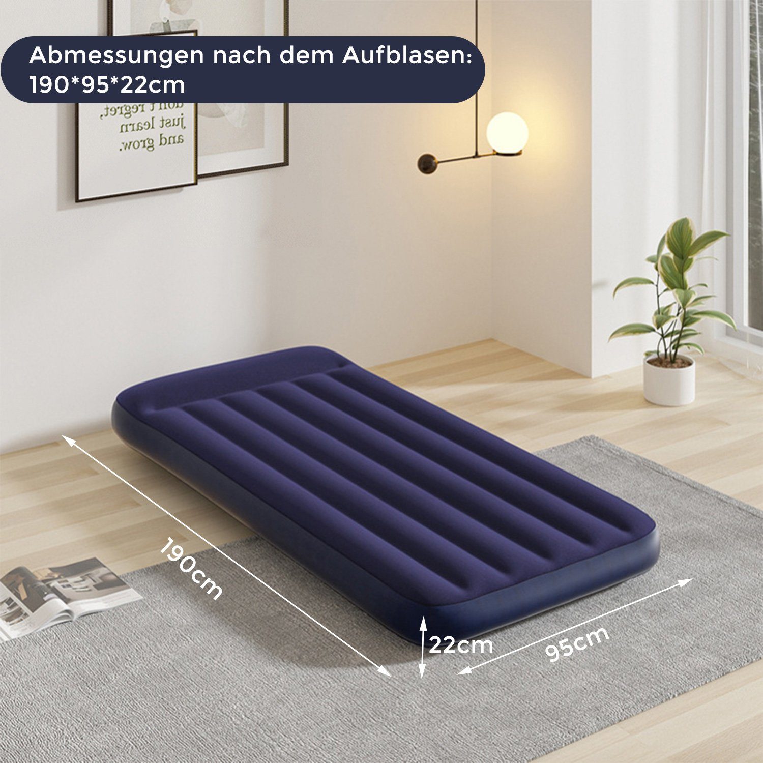 MAGICSHE Luftbett Luftmatratze Aufblasbar Gästebett mit Beflockter Oberfläche