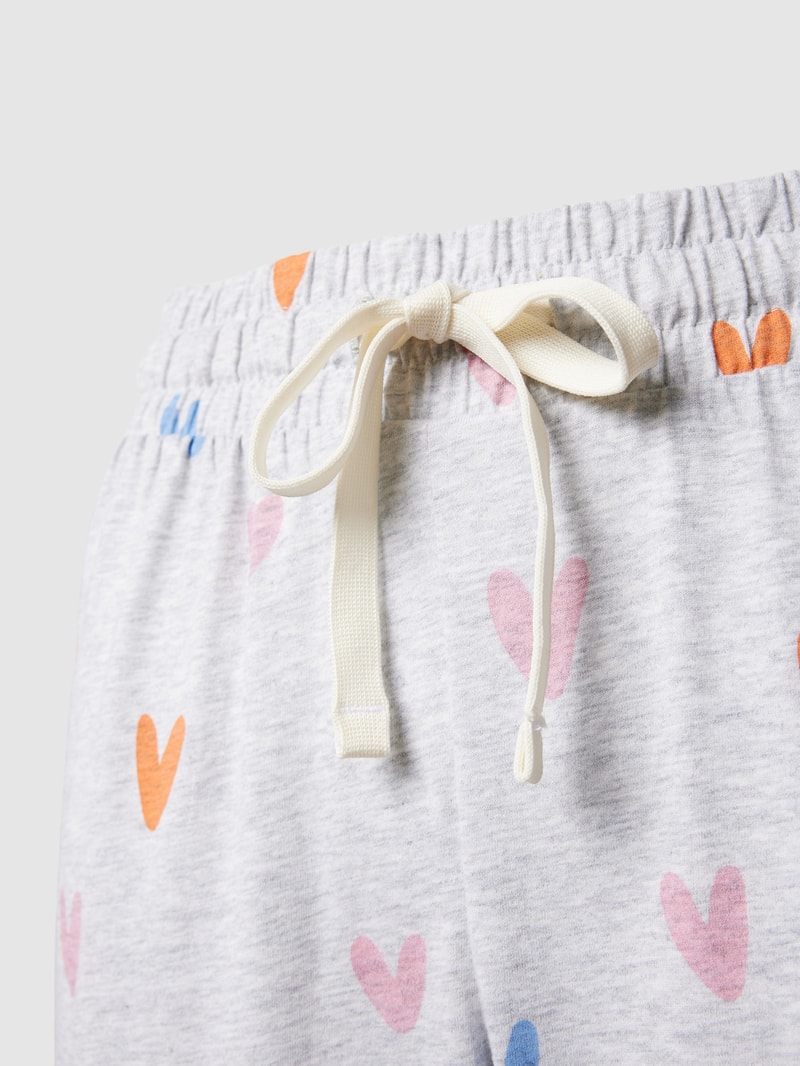 Pyjama-Hose mit Allover-Print in hellgrau meliert