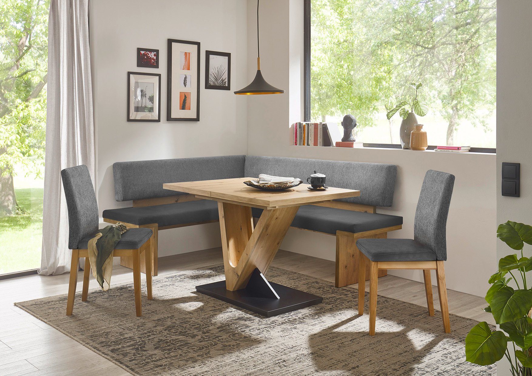 Stolebaenk Eckbankgruppe Manduria EBG MAMAFA Artisan Rechts, (Eckbank Set, 1xEckbank, 1xTisch, 2x Stuhl)