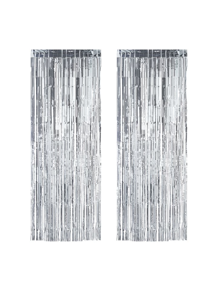 relaxdays 2er Set Partyvorhänge in Silber - (L)250 x (B)100 cm günstig kaufen onesize