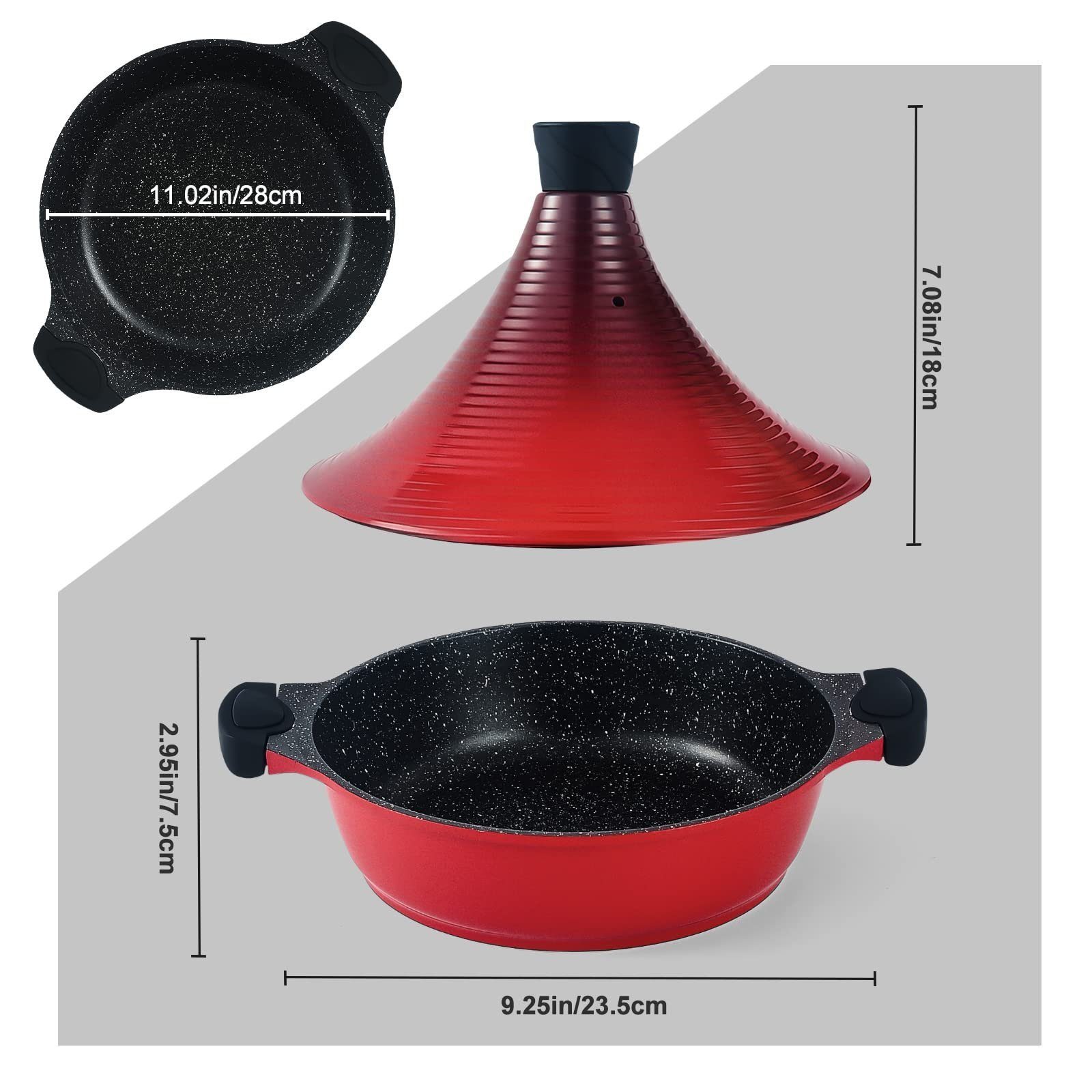 Scheffler Dampfgartopf Tajine Topf - Marokkanische Tagine Antihaftbeschichtung, Aluminium (Topf mit kegelförmigem Deckel), Induktion, induktionsgeeignet