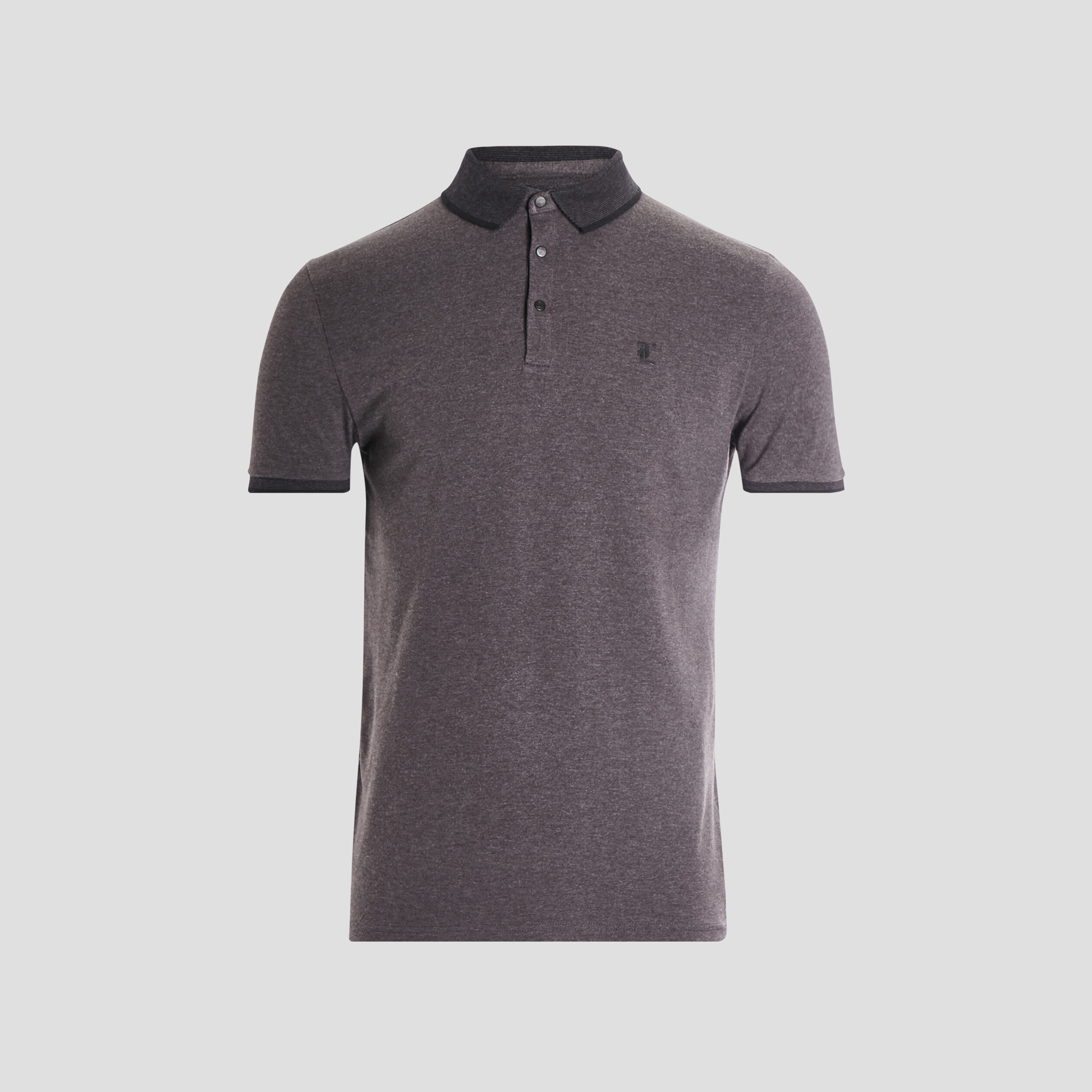 Polo ajusté manches courtes gris foncé homme | La Halle