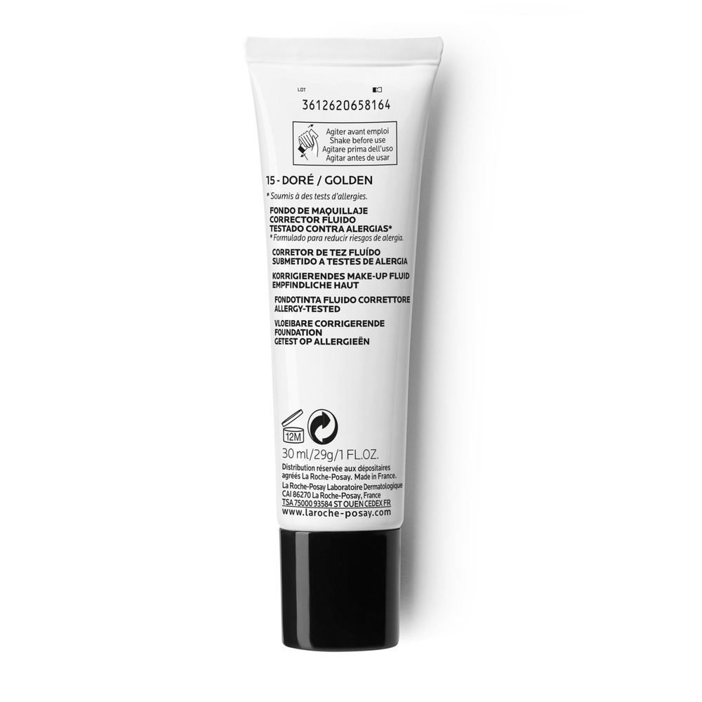 La Roche-Posay Toleriane Correcteur de teint fluide 15doré Fond de Teint Fluide Correcteur Imperfections Peaux Sensibles et Allergiques