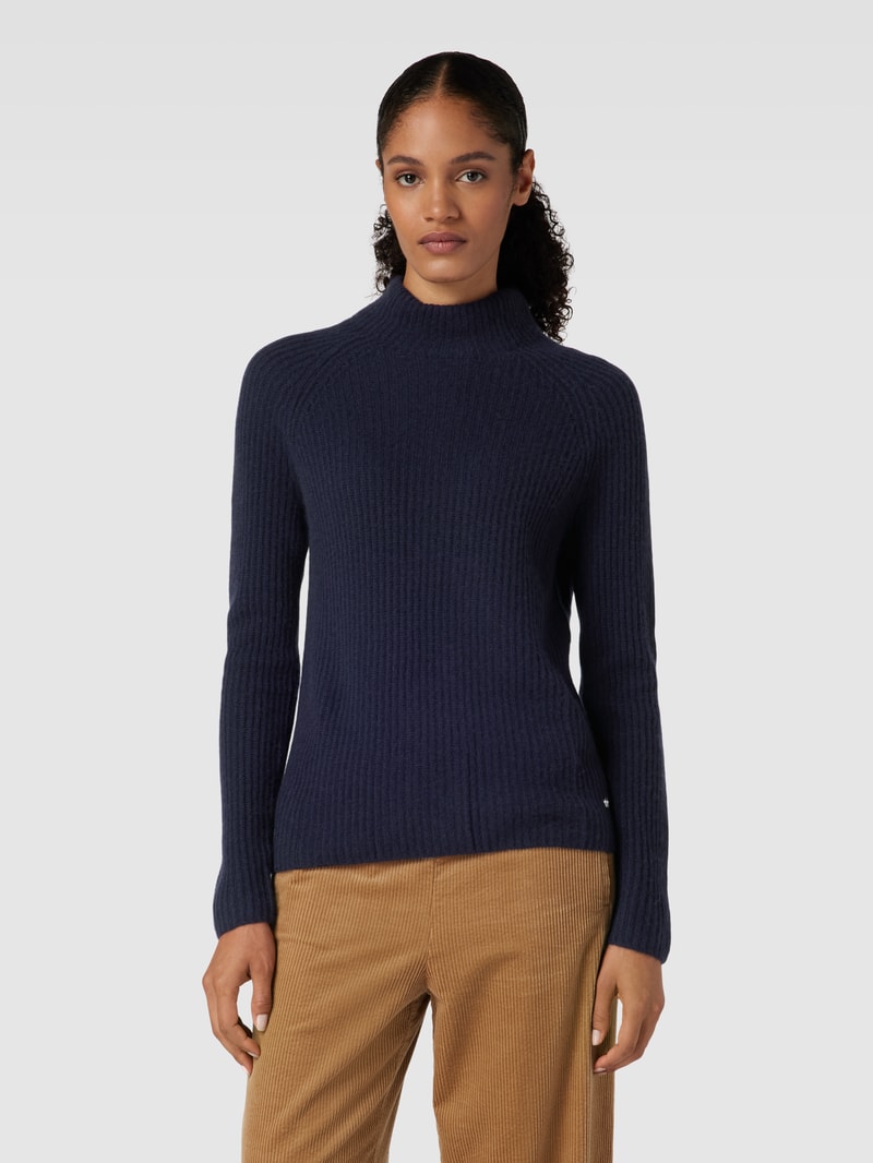 Rollkragenpullover aus Kaschmir mit Rippenstruktur in marineblau