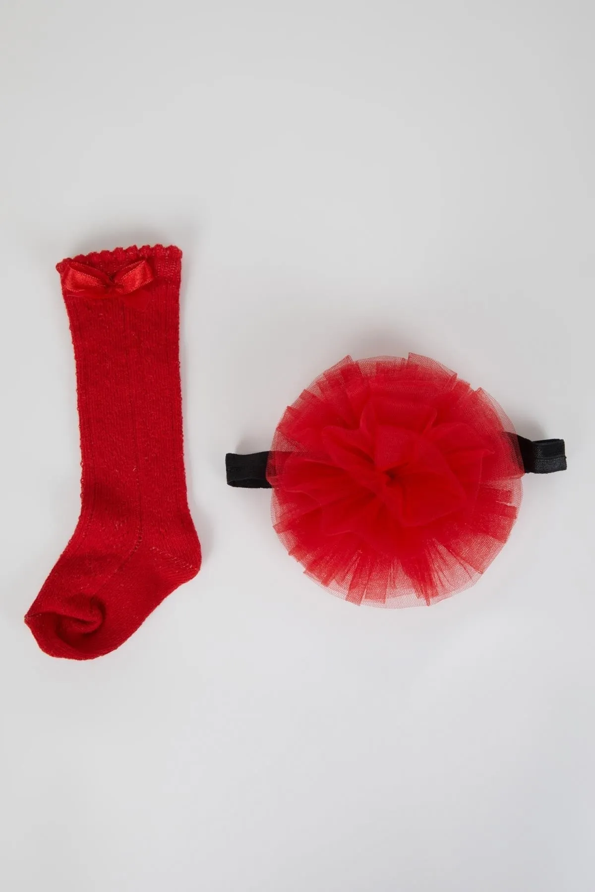DeFacto  Baby Mädchen Kurze Socken Haarband Rot 2-teiliges Set A2616a523sm