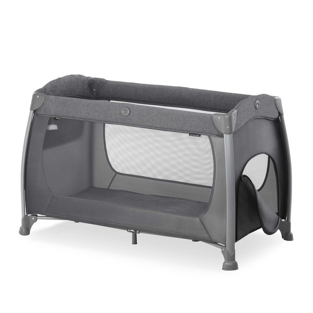Hauck Baby-Reisebett Play'n Relax Center - Melange Charcoal, 7-tlg., Kinderreisebett mit Matratze, Insektenschutz, Wickelauflage - faltbar