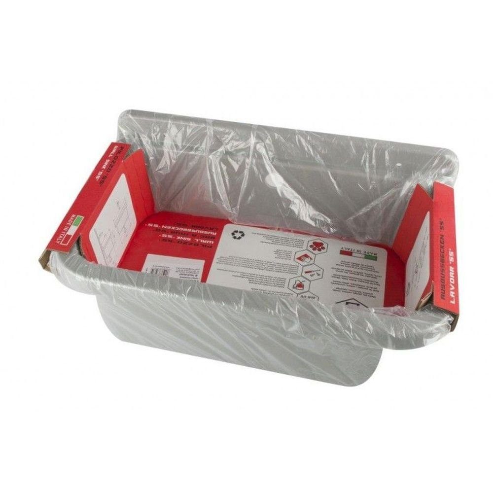 Hydroland Waschbecken GRAU 55, Kunststoff Spülbecken Waschtrog Becken mit Ablaufgarnitur 55x34x21cm