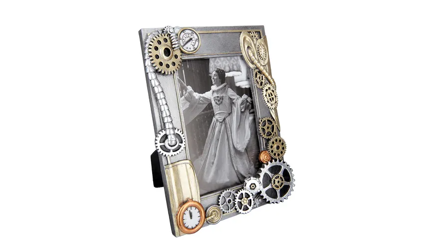 GILDE Poly Fotorahmen Steampunk 20x15cm silber