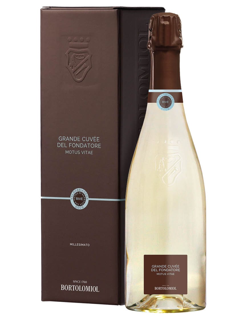 Valdobbiadene Prosecco Superiore Extra Brut Rive DOCG Grande Cuvée del Fondatore Motus Vitae 2021 Bortolomiol 0,75 ℓ, En Étui