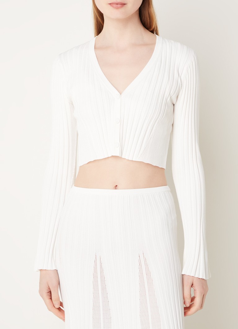 ba&sh Pusha rib knitted crop top with button detail