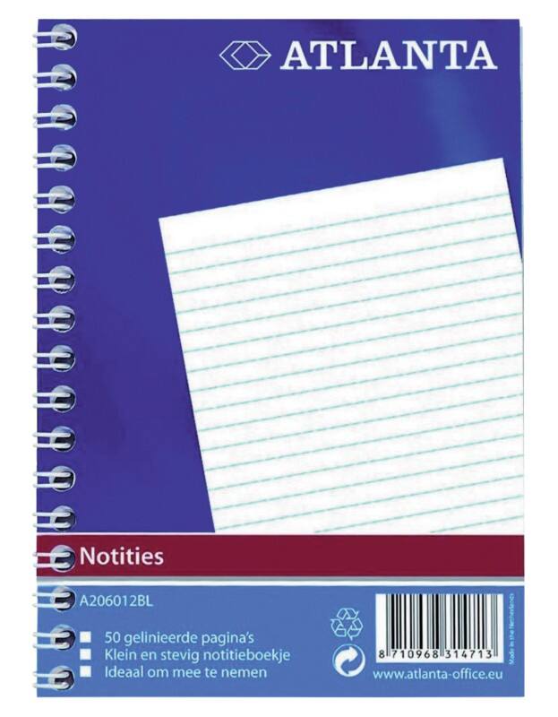 Djois Atlanta Notizbuch DIN A6 Liniert Spiralbindung Hardcover Blau 100 Seiten