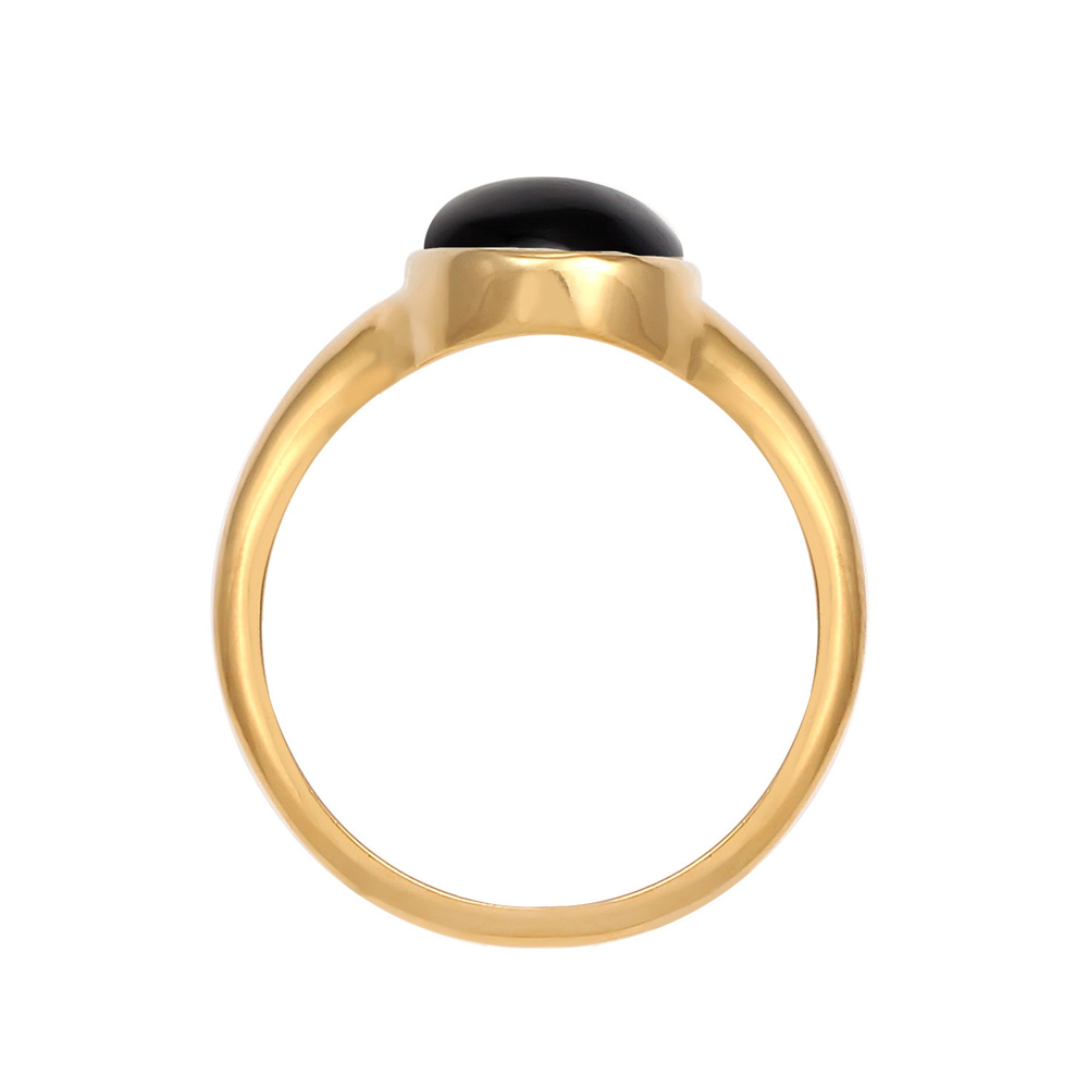 Elli Elli Bague Femmes Sceau Ovale avec Pierre Précieuse Onyx en Argent Sterling 925 P Bague
