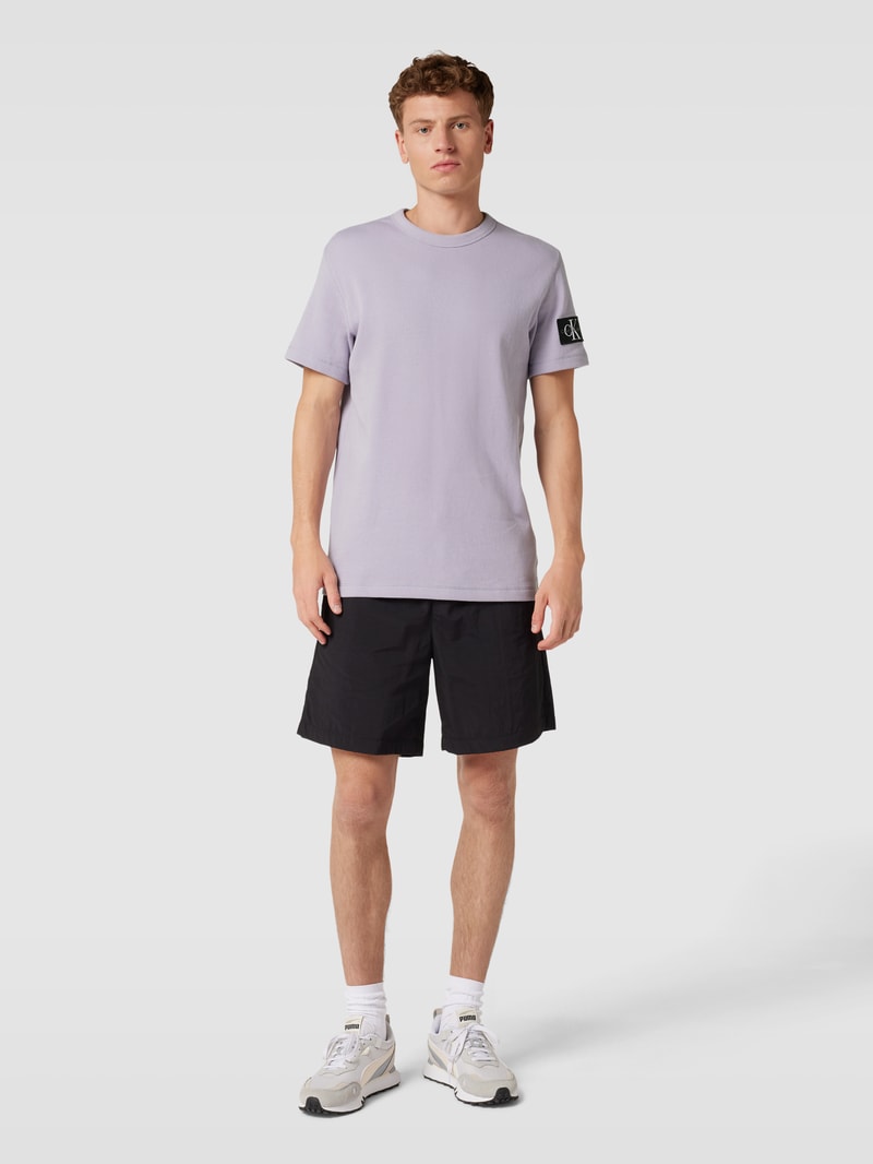T-Shirt aus Baumwolle mit Strukturmuster Modell 'WAFFLE' in lavendel