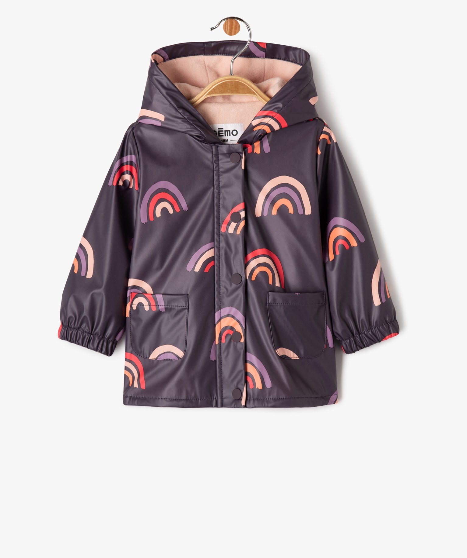 Imperméable bébé fille à motif coeurs doublé polaire multicolore | GEMO