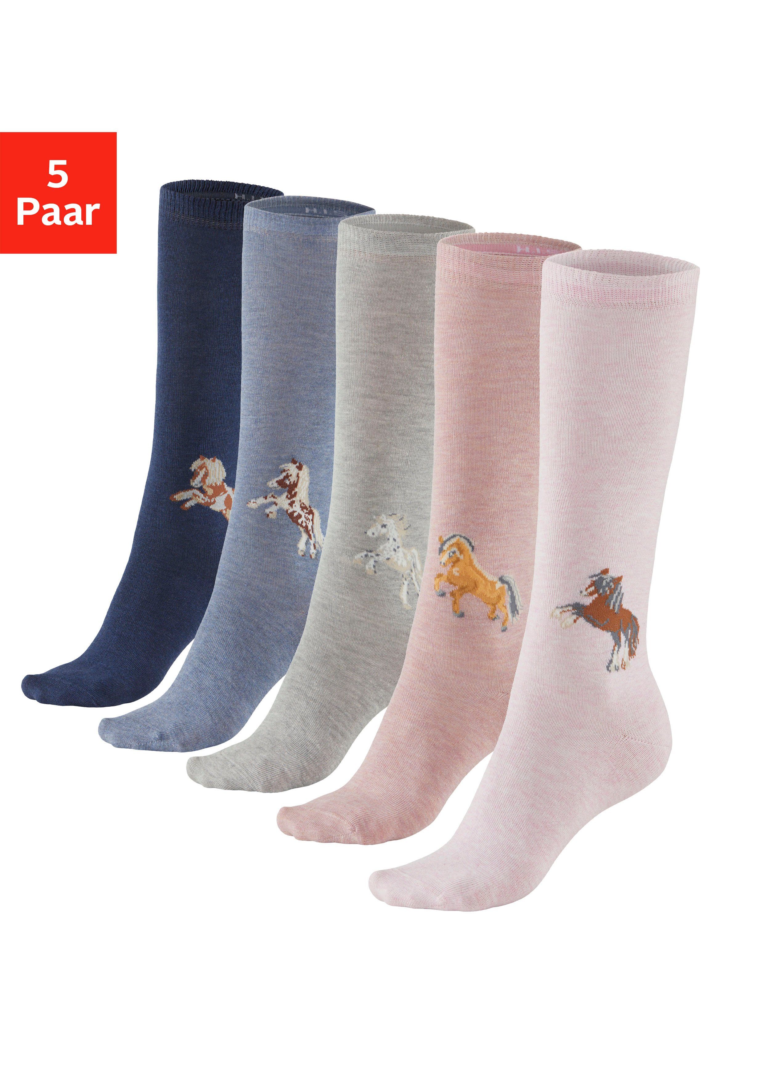 H.I.S Kniestrümpfe (5-Paar) mit eingestricktem Motiv