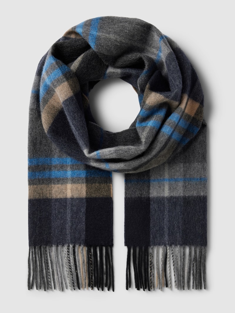 Schal mit Tartan-Karo in marineblau
