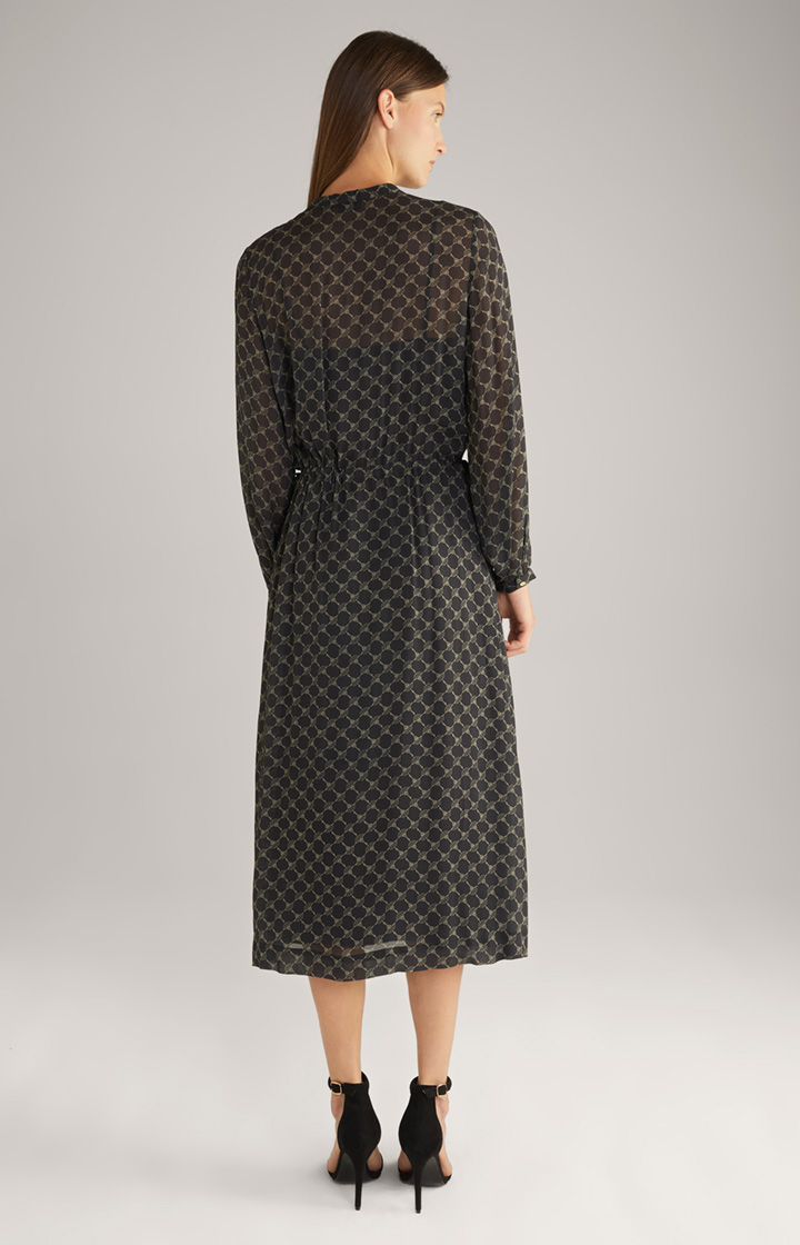 Viskose-Maxi-Kleid in Schwarz/Grau gemustert