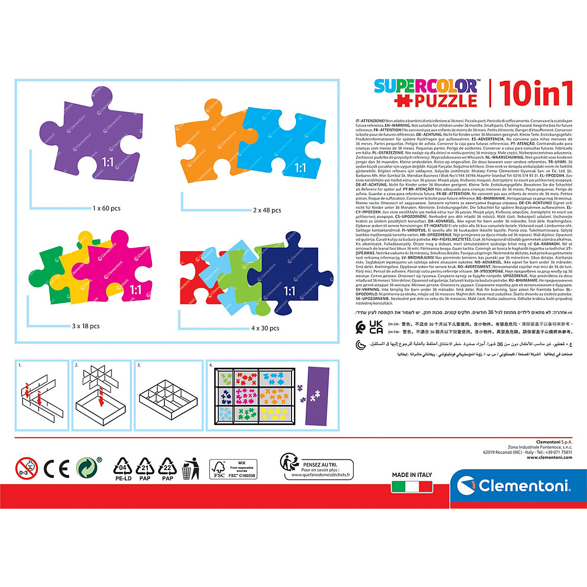 Puzzle 10 in 1 Supercolor - Peppa Pig