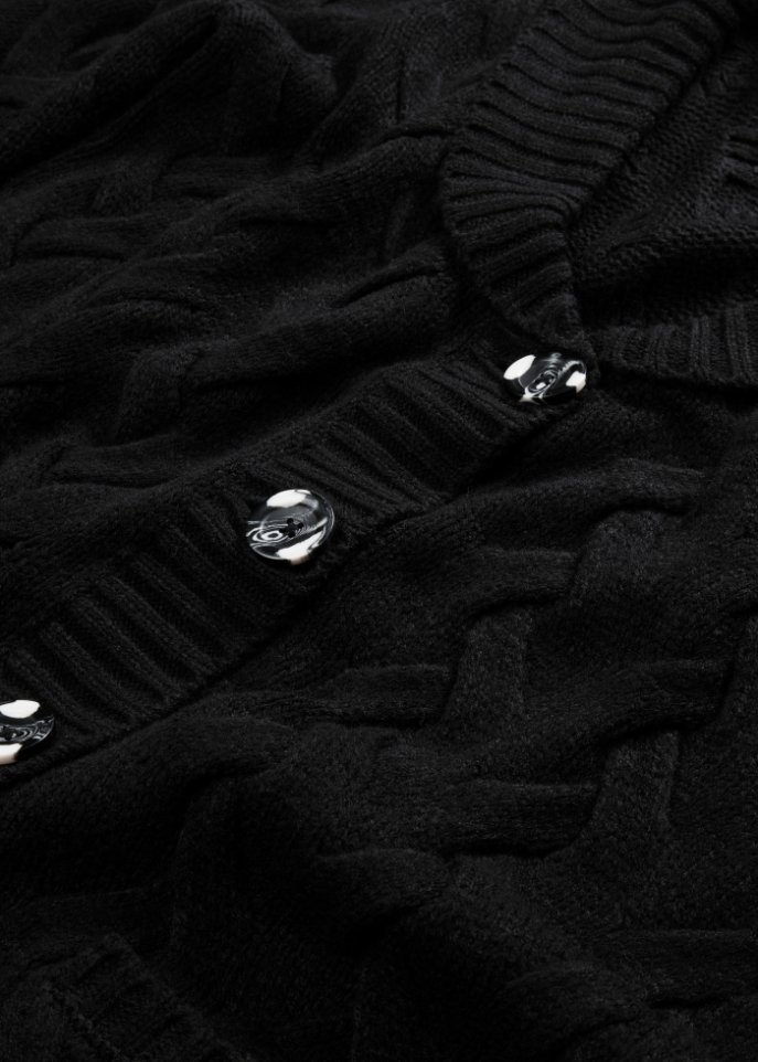 Strickjacke mit Schalkragen und Zopfmuster