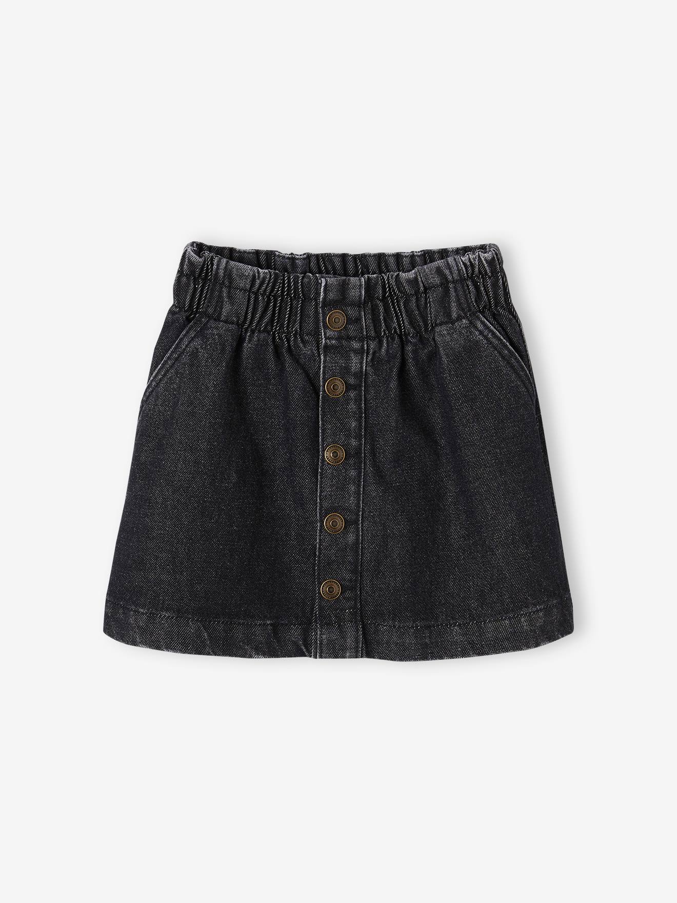Vertbaudet Mädchen Paperbag-Jeansrock Oeko-Tex - grauer denim