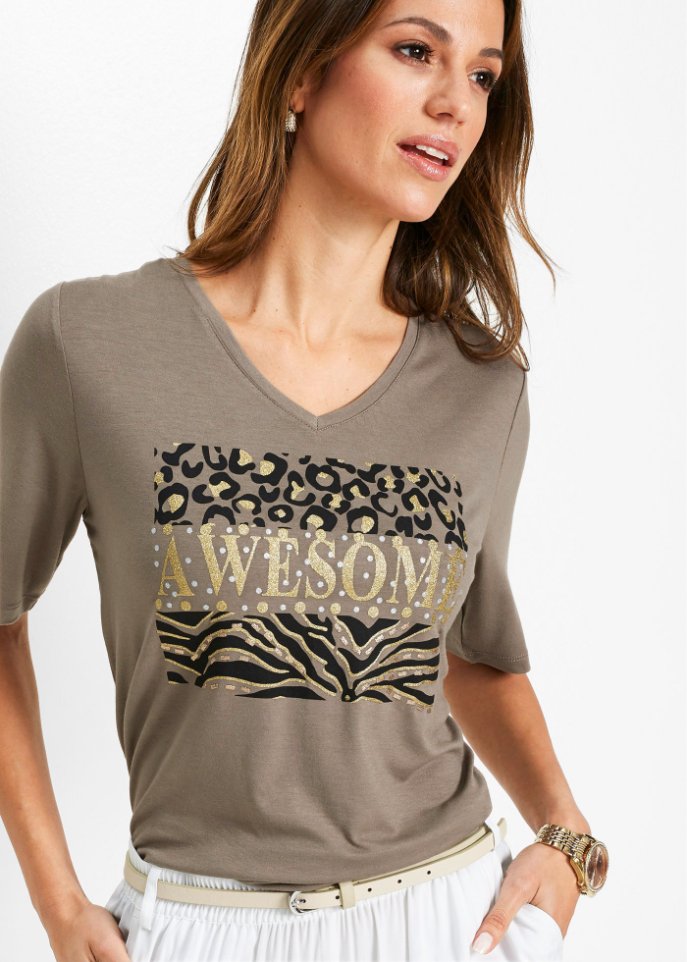 T-Shirt mit Glitzerprint
