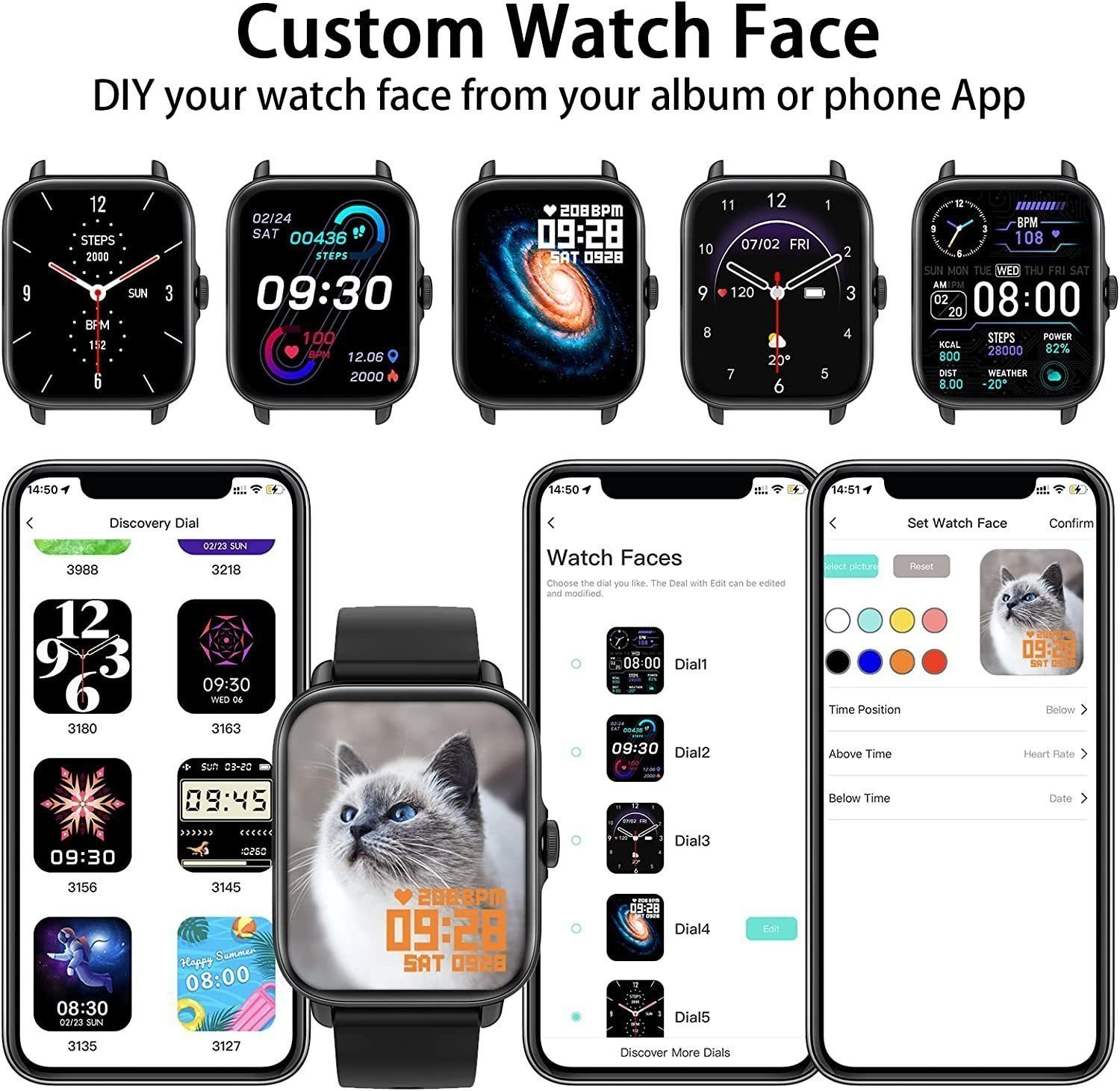 IBETTER Smartwatch, Fitness Tracker Uhr, Damen Herren Smartwatch (Fitnessuhr mit Telefonfunktion 1,69