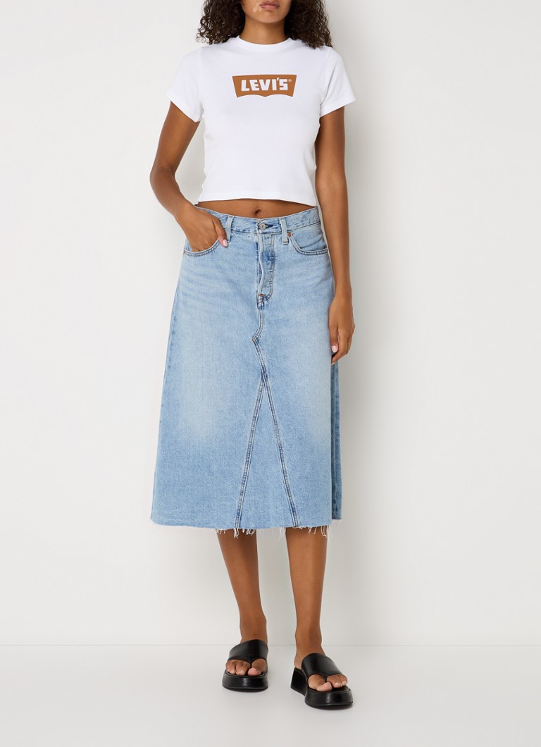 Fustă midi din denim Levi's cu buzunare laterale