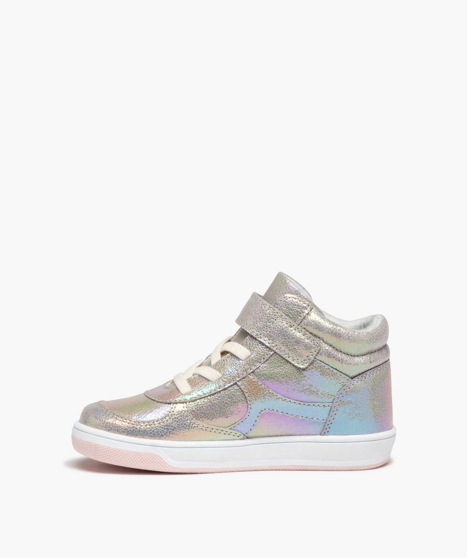 Baskets mid-cut fille avec dessus irisé et fermeture scratch argent | GEMO